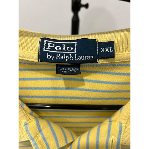 Polo Ralph Lauren Me’s Yellow Blue Striped Polo Shirt Sz XXL - Picture 5 of 8